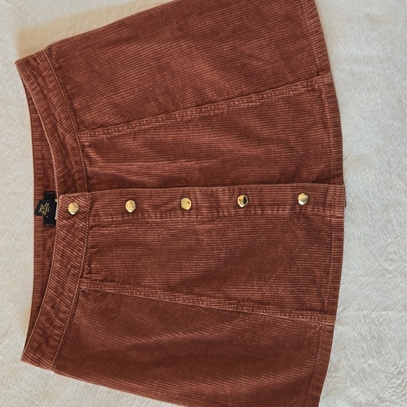 Forever 21 M Corduroy Mini Skirt Brown Casual Skater Boho Indie Femme Flirty Fab - Picture 4 of 7